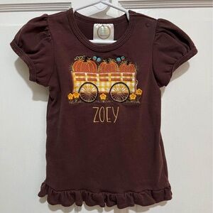 “Zoey” Monogrammed Embroidered Fall Pumpkin Shirt‎ Size 3T
